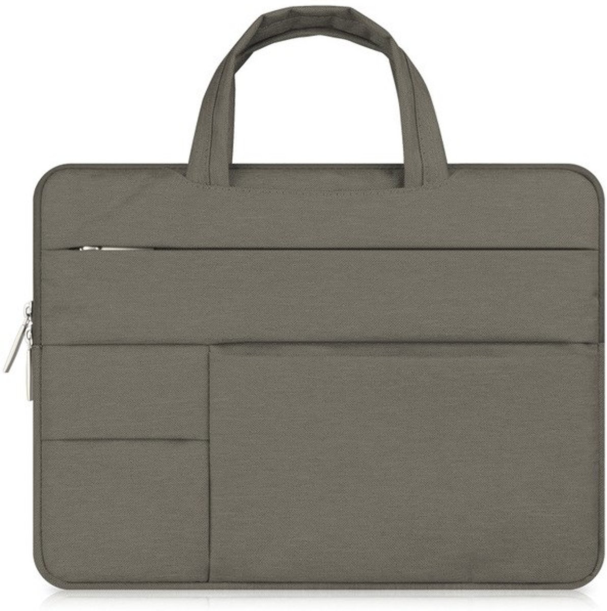 Luxe Laptophoes Ritssluiting met Handvat en Buitenvakjes | 15 inch | Bruin | Laptop Accessoires